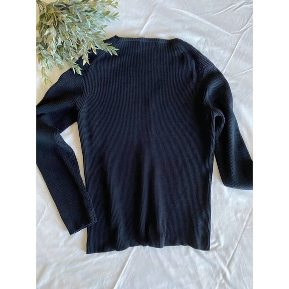 Old Navy Cardigan Sweater Black Large Ribbed V-Neck Buttoned Front - Picture 4 of 6